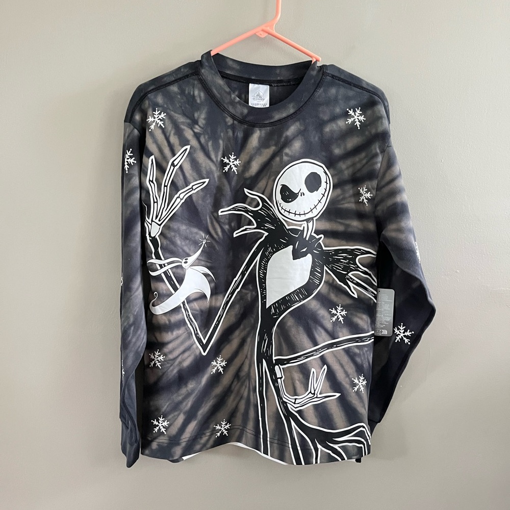 NWT Disney Spirit Jersey Nightmare Before‎ Christmas Long Sleeve Grey Black